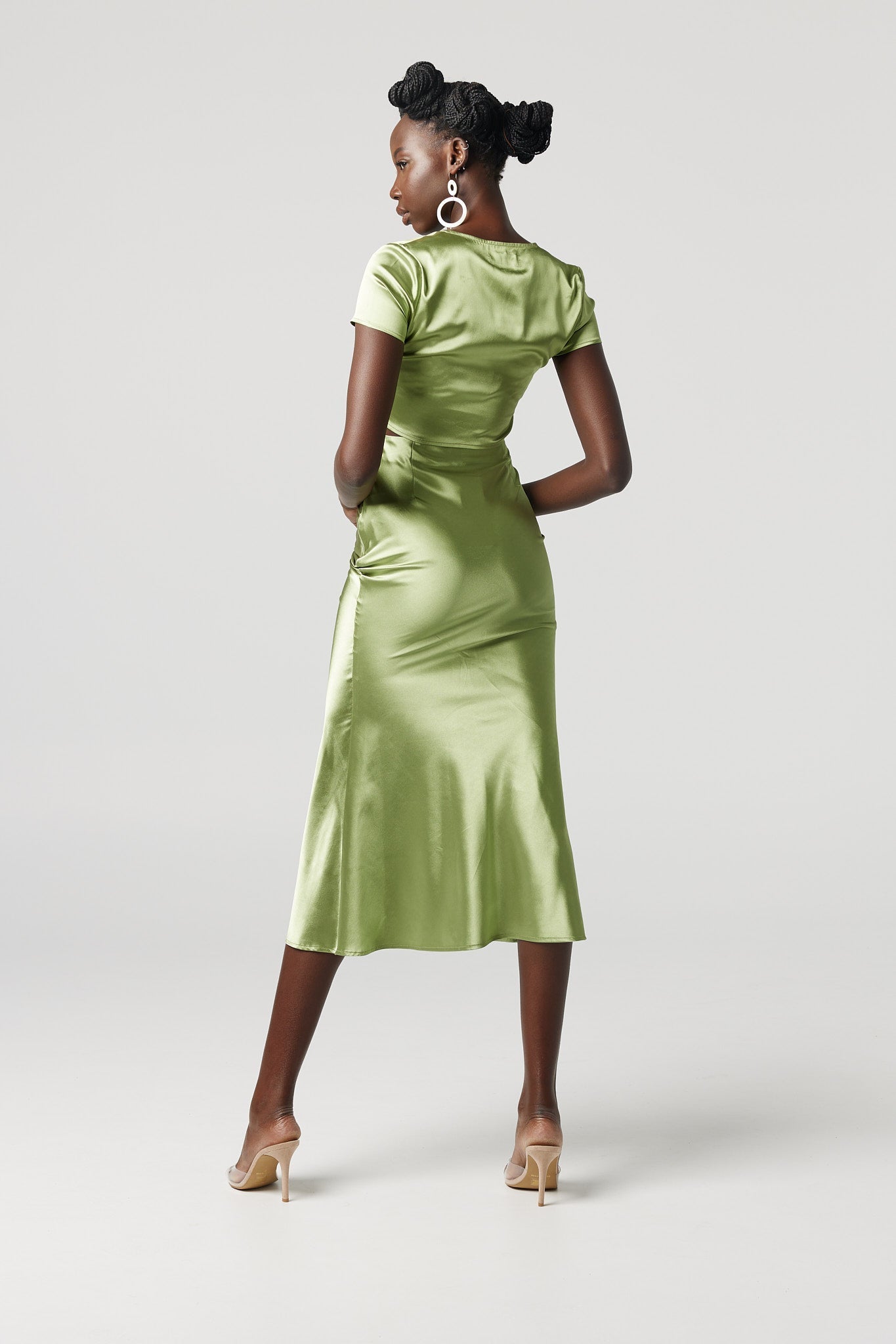 Shimmer Satin Skirt Green-Why Mary-stride
