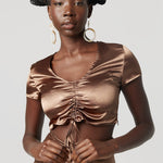 Shimmer Satin Top Chocolate-Why Mary-stride
