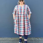 Shop Plus Size Dresses | Plus Size Cotton Midi Dress V Neck - Millican Plaid-Chasing Springtime-stride