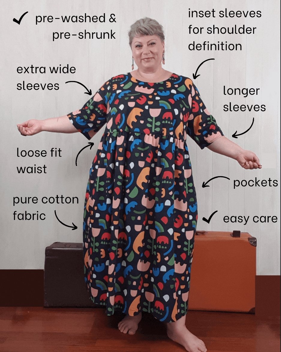 Shop Plus Size Dresses | Plus Size Cotton Print Dress - Millican Rainbow Monstera-Chasing Springtime-stride
