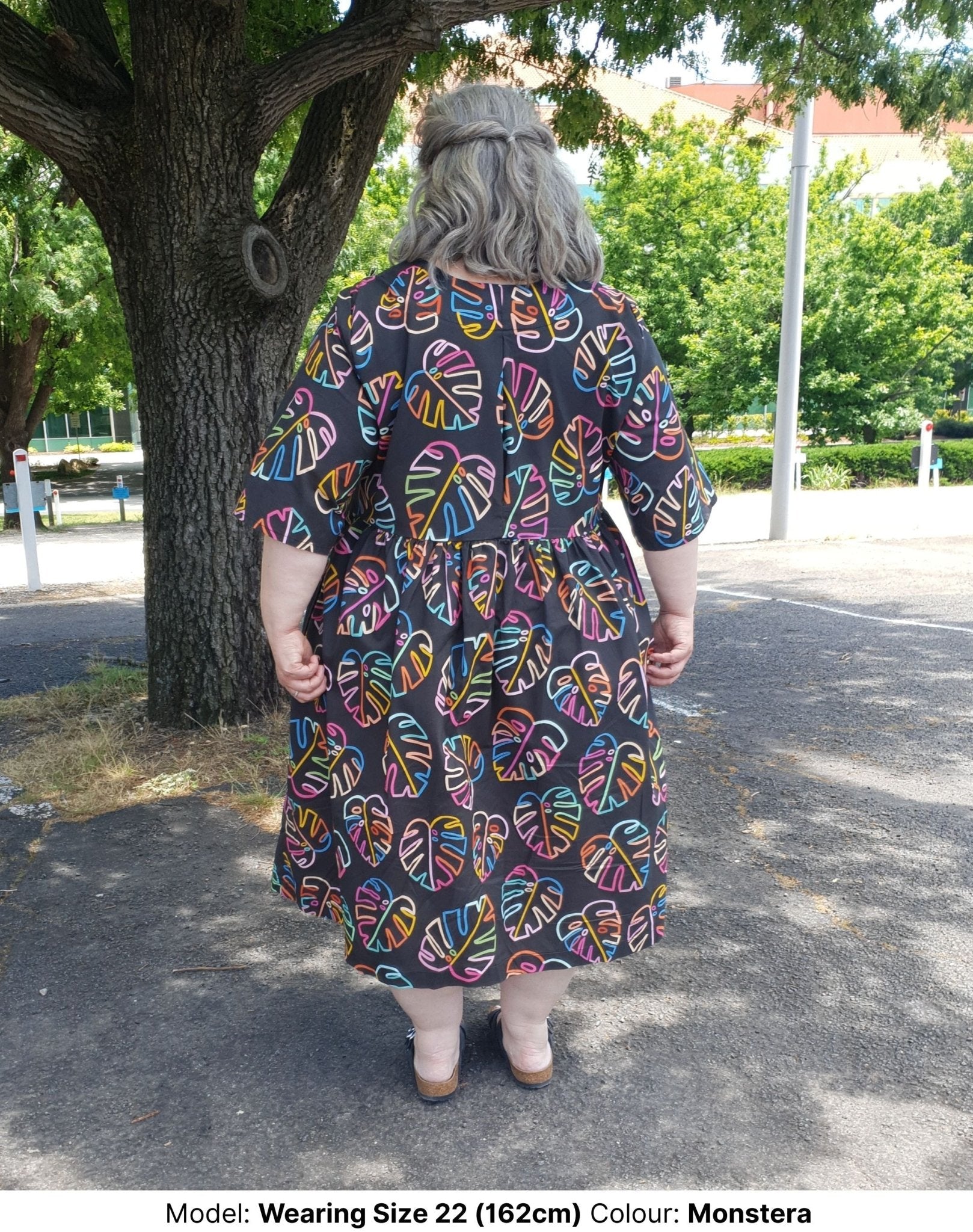 Shop Plus Size Dresses | Plus Size Cotton Print Dress - Millican Rainbow Monstera-Chasing Springtime-stride