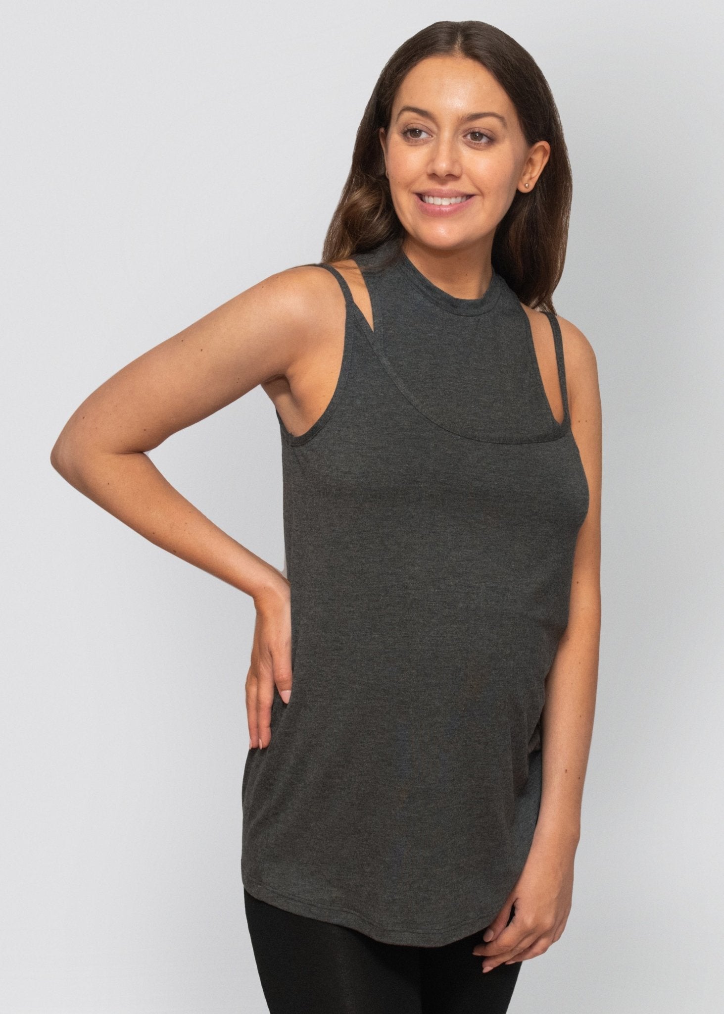 singlet - charcoal-Úton Maternity-stride