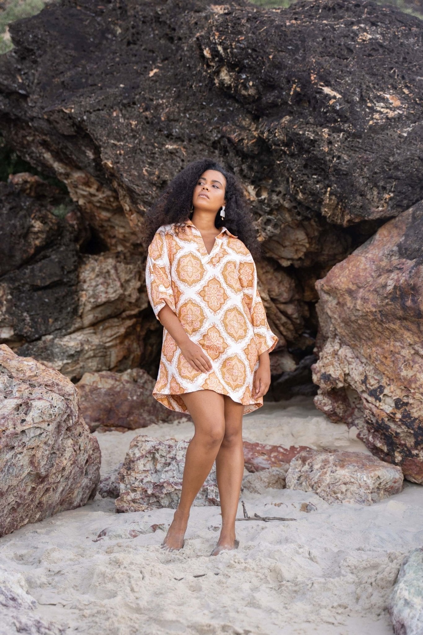 The Aura Kaftan - Beige-Luna + Sun-stride