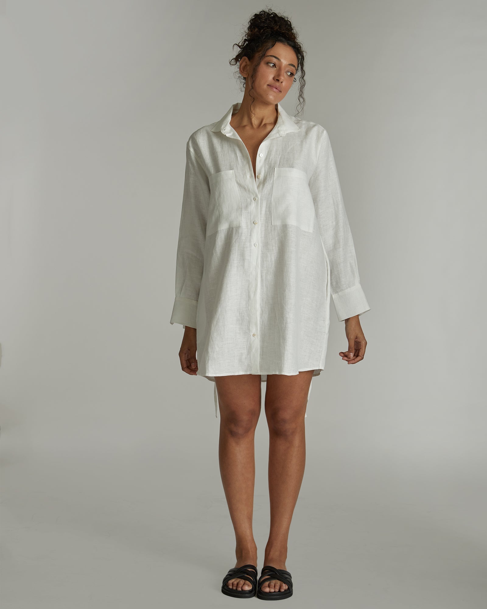 The Hemp Short Shirt Dress | White-Cloth & Co-stride