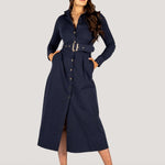The "Kate" Shirt Dress Navy, Long Sleeves-Why Mary-stride