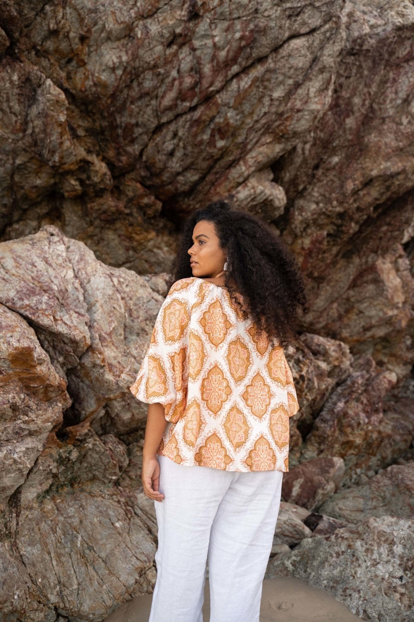 The Shanti Blouse - Beige-Luna + Sun-stride