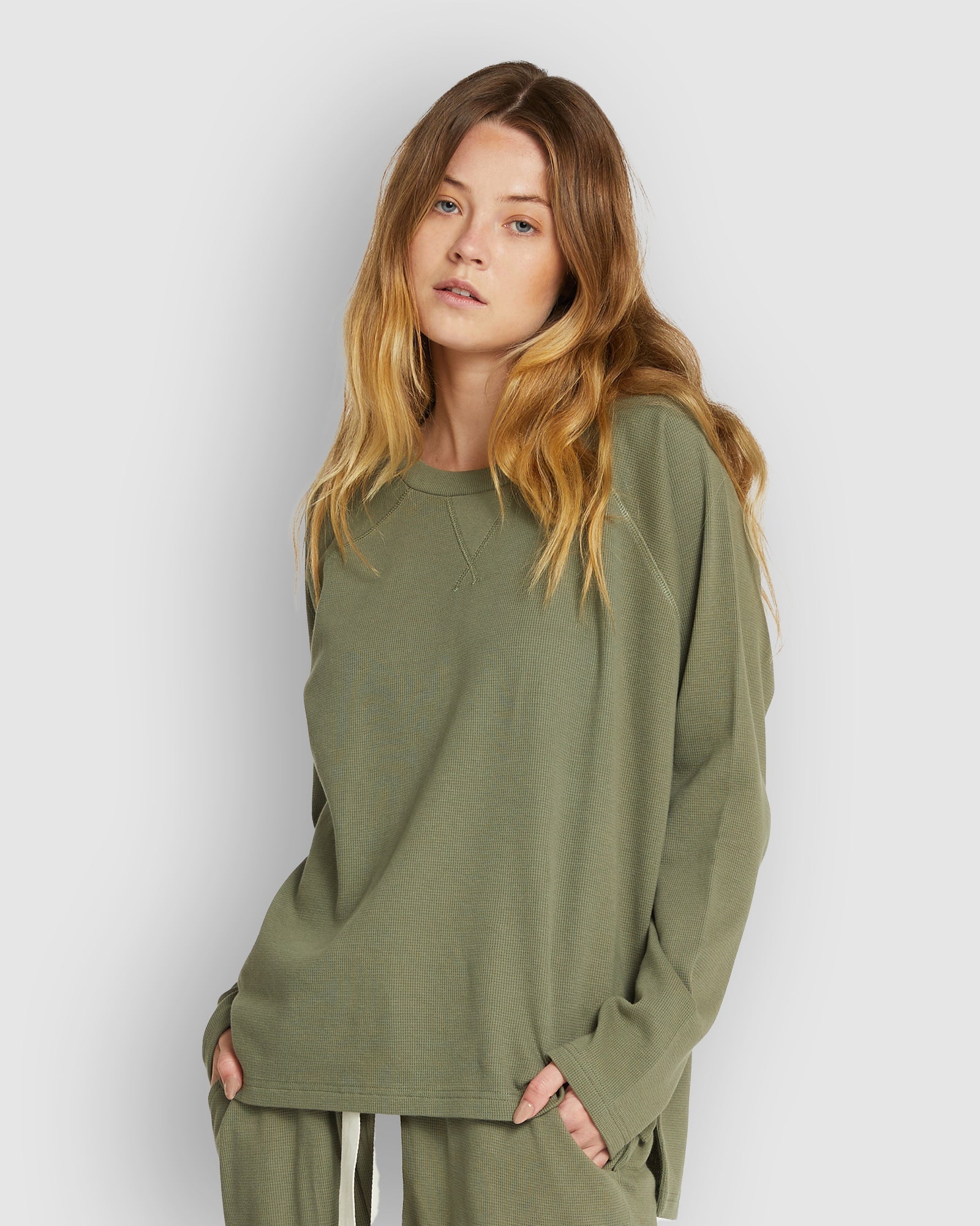 The Waffle Sweat | Dusty Olive-Cloth & Co-stride