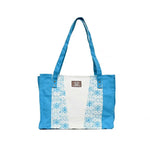 Turquoise & Natural Organic Cotton Tote Bag-Karuna Dawn-stride