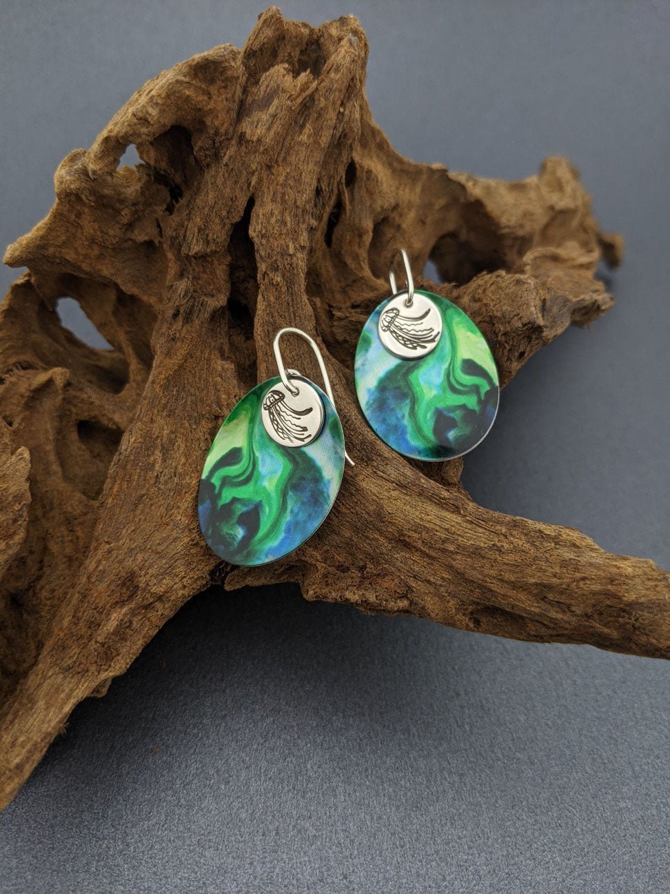 UNDER THE SEA - Jellyfish oval earrings-Erin K Jewellery-stride