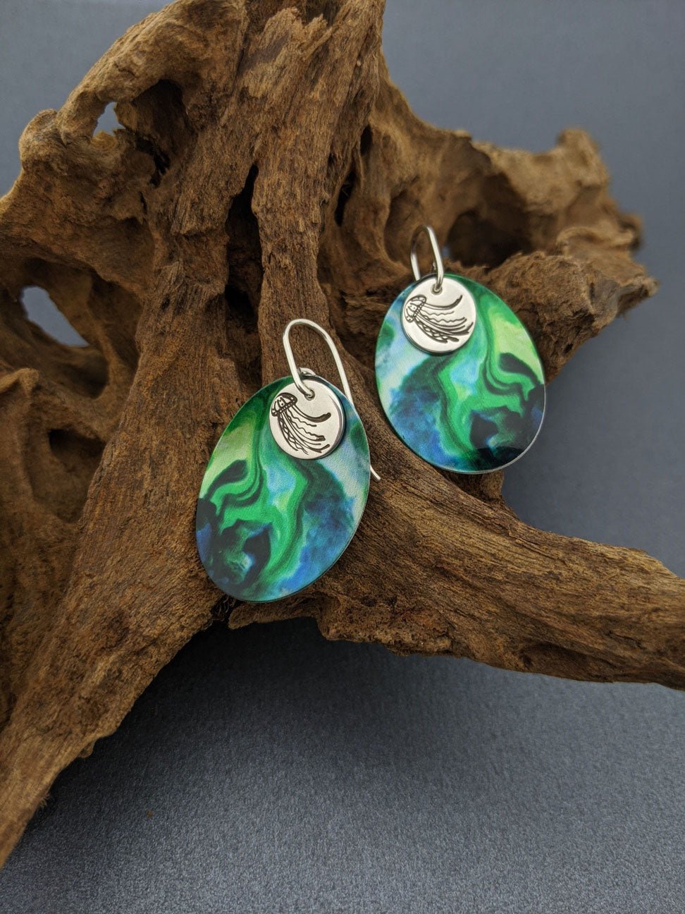 UNDER THE SEA - Jellyfish oval earrings-Erin K Jewellery-stride