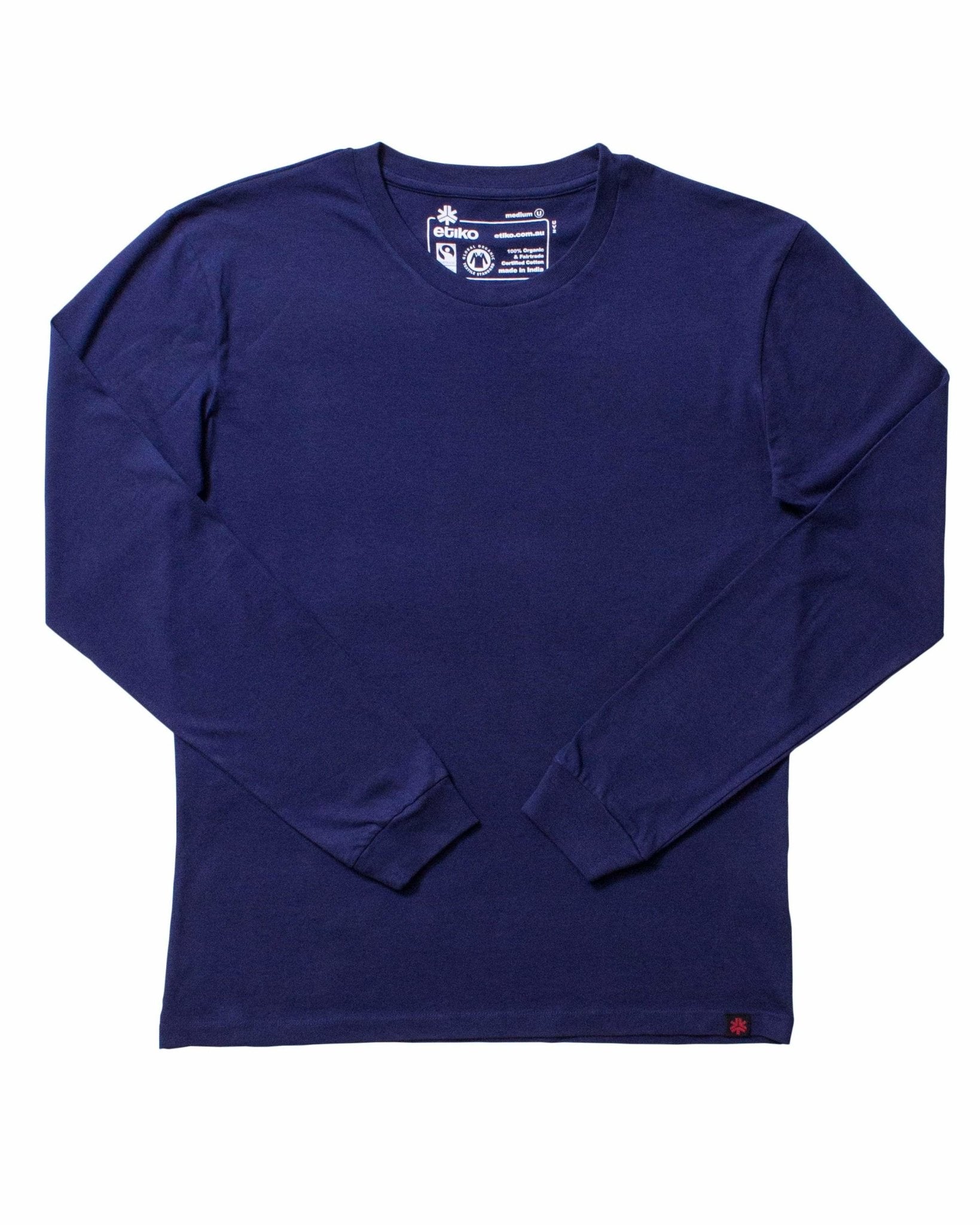 Unisex Navy Long Sleeve T-shirt Organic Fairtrade-Etiko-stride