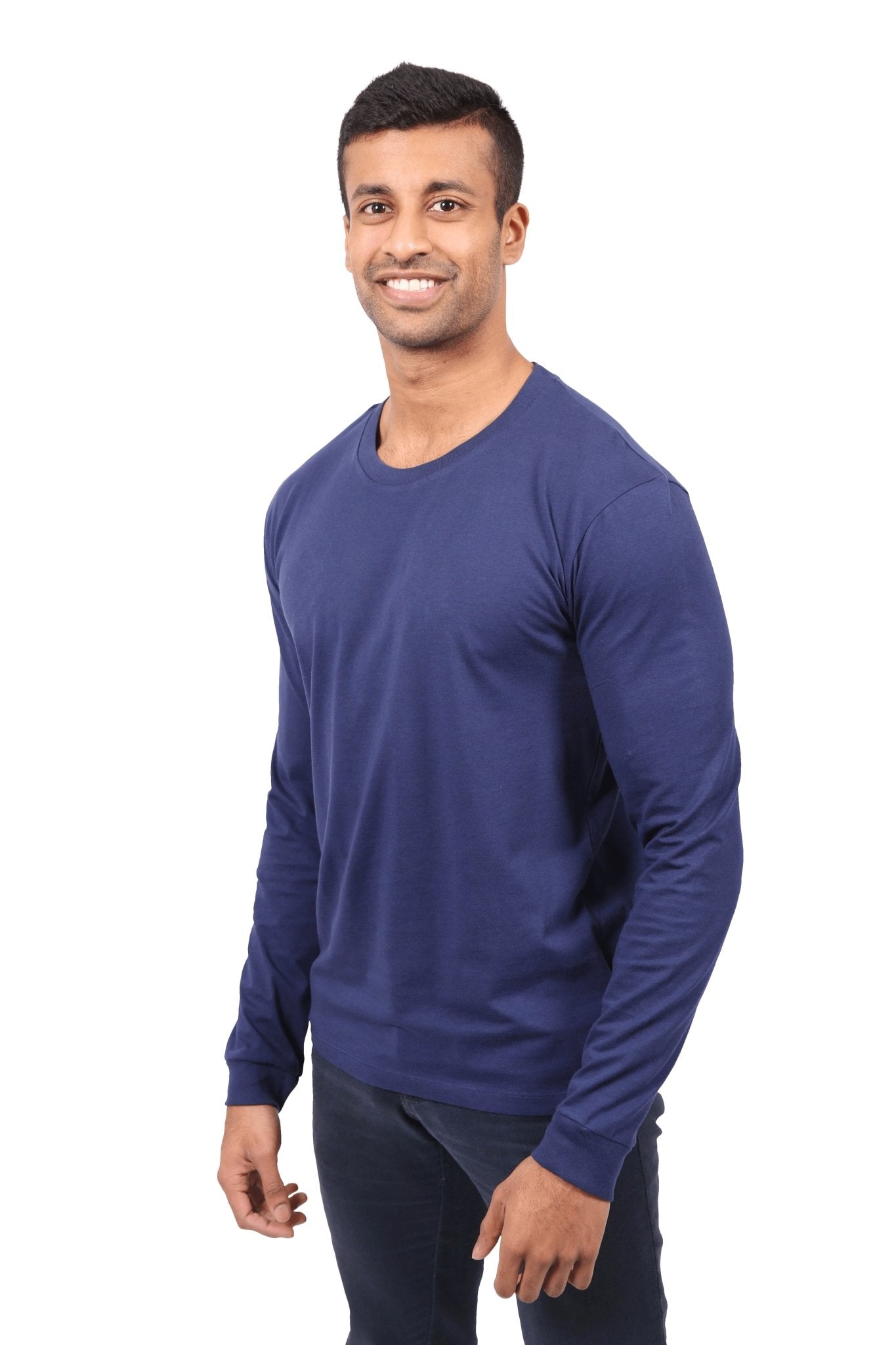 Unisex Navy Long Sleeve T-shirt Organic Fairtrade-Etiko-stride
