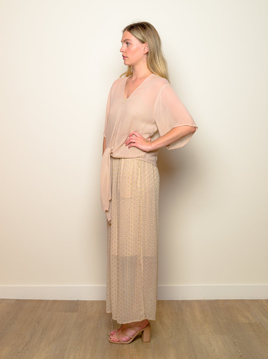 V-Neck "Nude Serenity" Top with Sleeves-Why Mary-stride