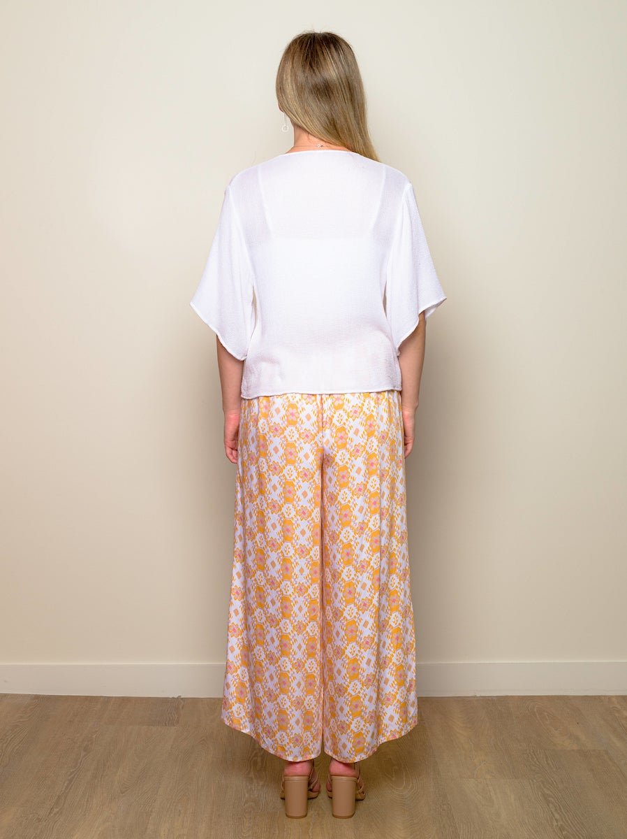 V-Neck "White Serenity" Tie Top with Sleeves-Why Mary-stride