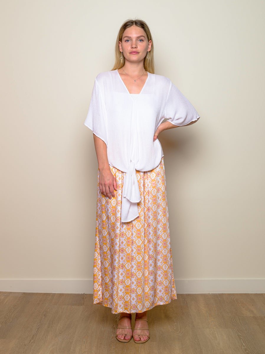 V-Neck "White Serenity" Tie Top with Sleeves-Why Mary-stride