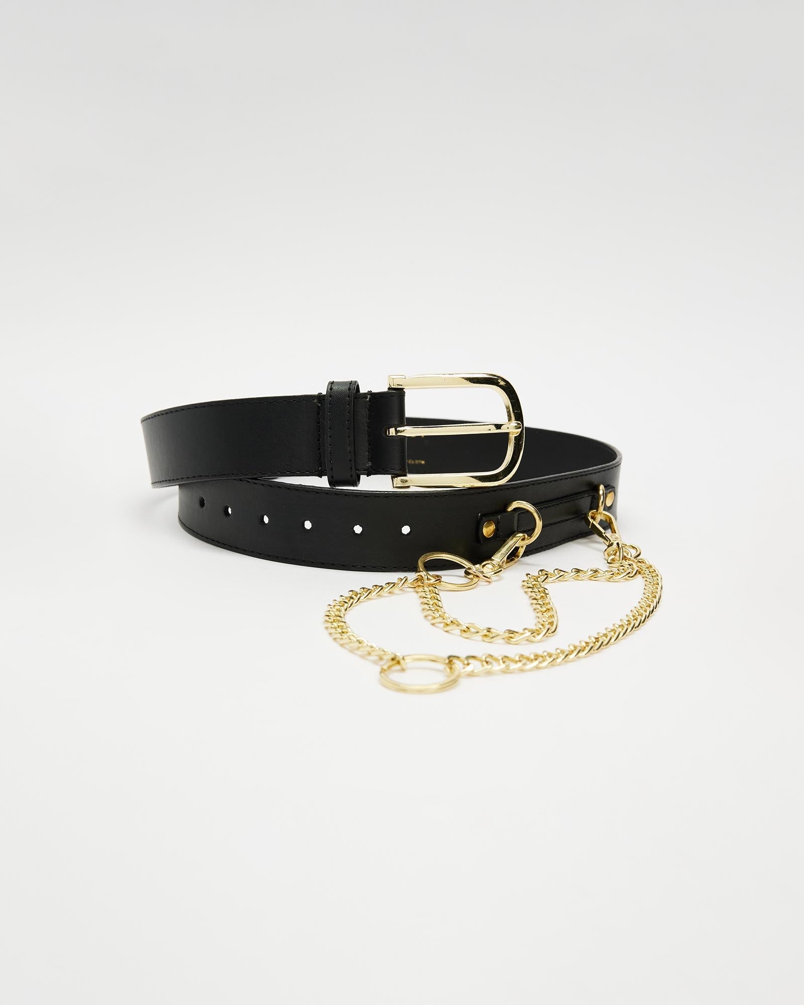 Vegan chain Belt // Tan + Gold (Unisex) (ALL Sizes)-Hope & Harvest-stride