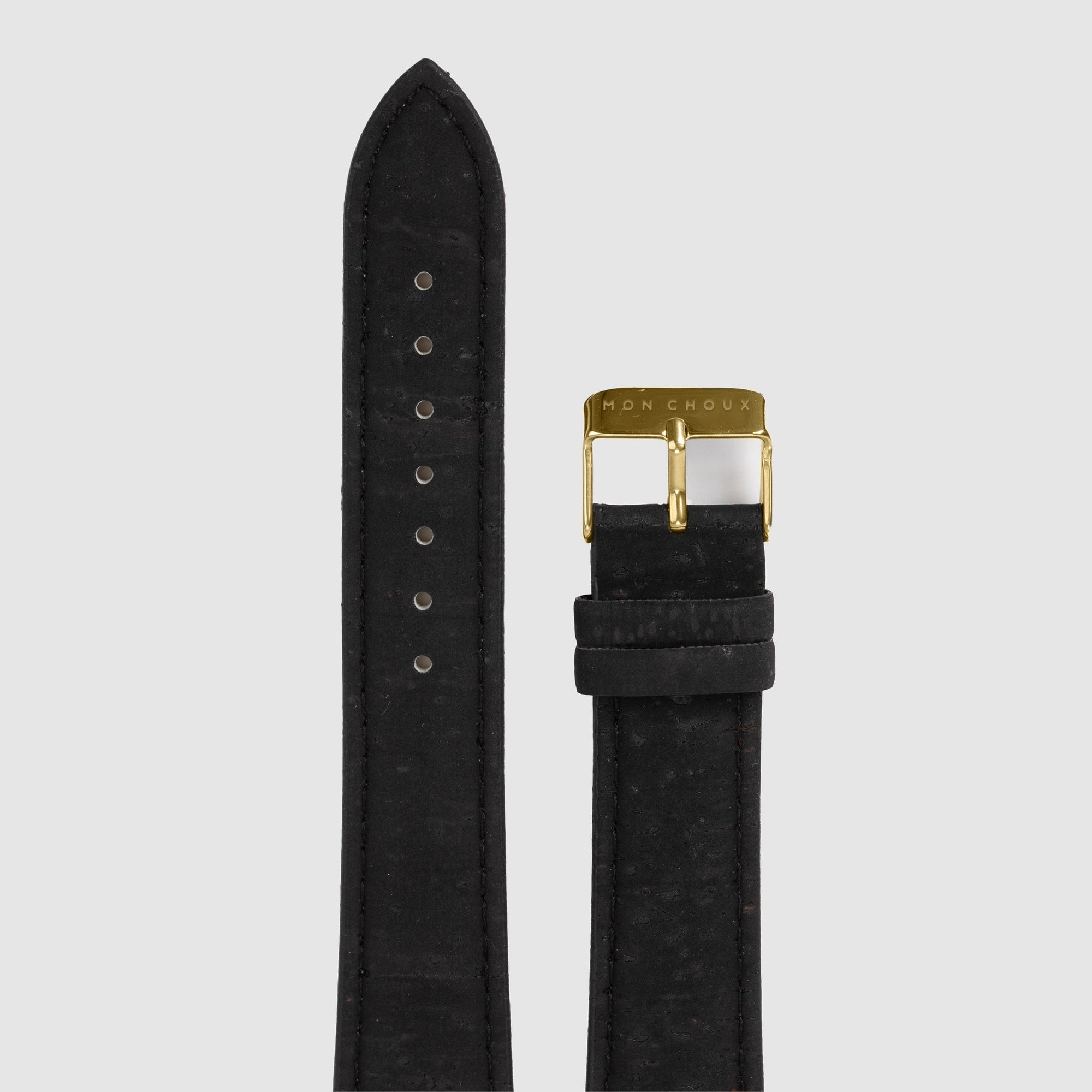 WATCH STRAP - BLACK CORK LEATHER - GOLD BUCKLE | VEGAN-Mon Choux-stride