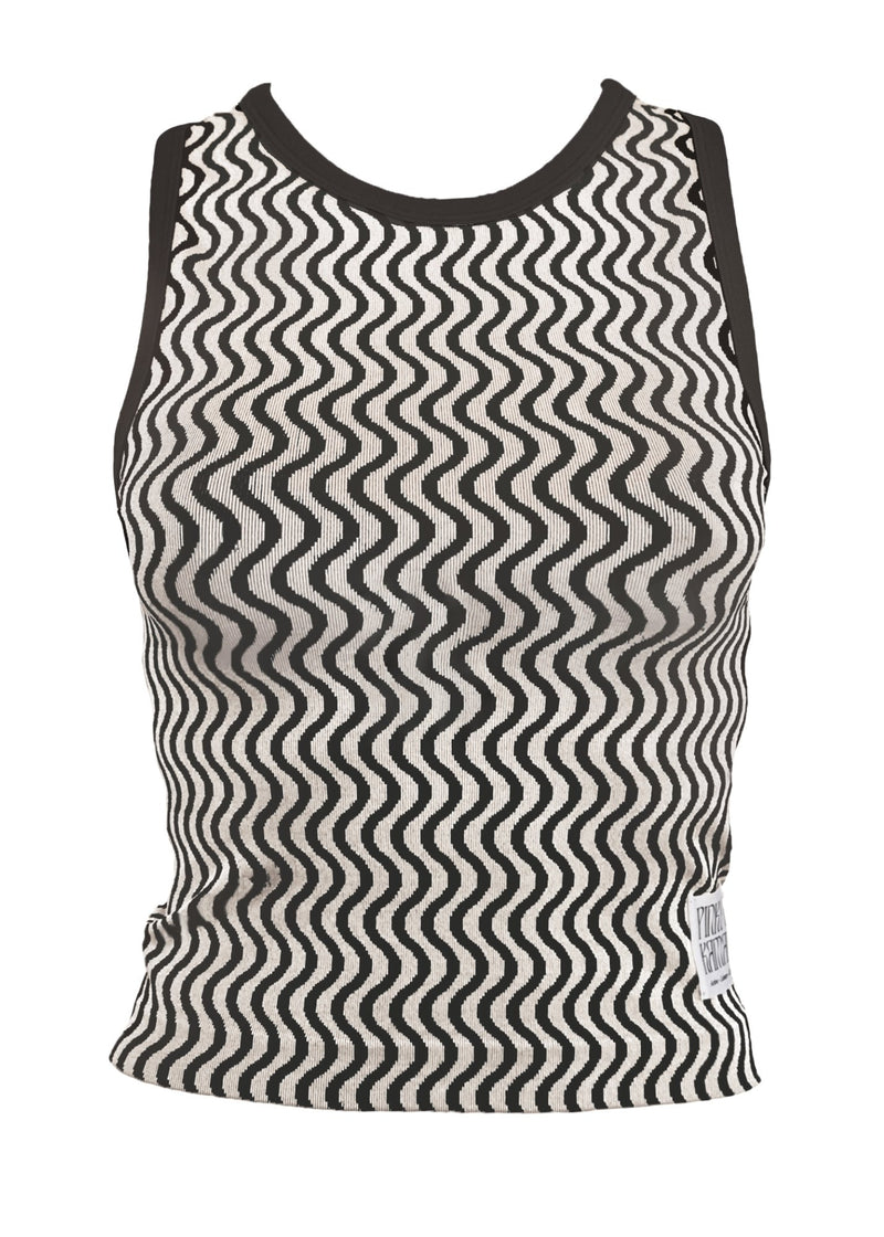 Wavy Lines Tank - Black/Beige-Pinky & Kamal-stride