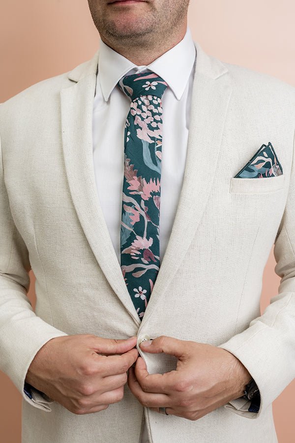 Wedding Tie - Teal Blooms-Peggy & Finn-stride