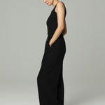 Wide Leg Linen Drawstring Pants | Black-Dorsu-stride