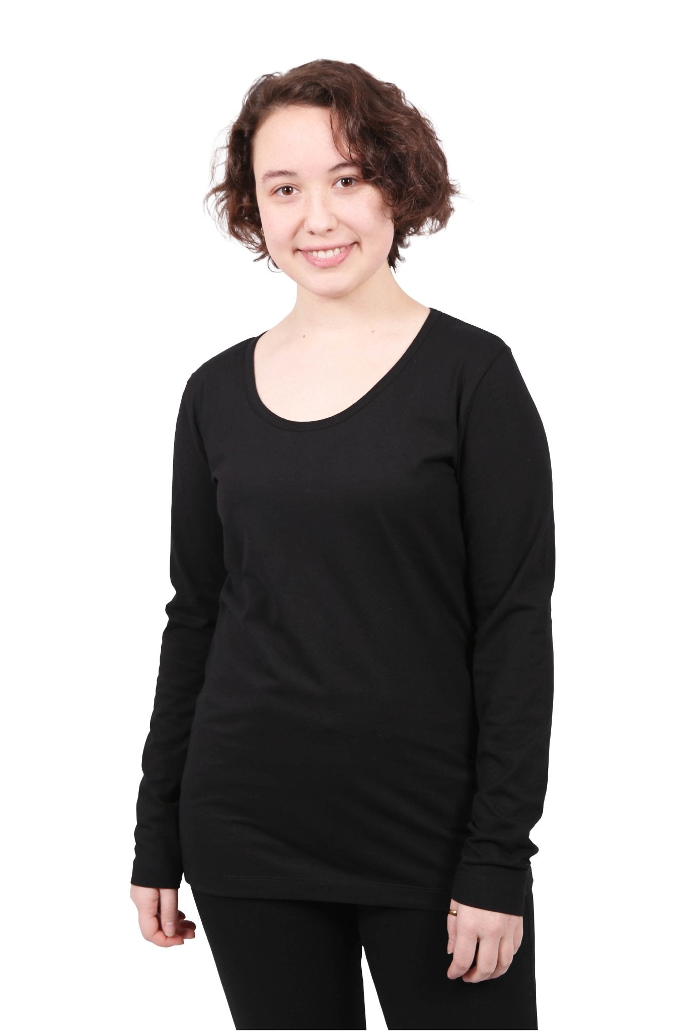 Women's Black Long Sleeve T-shirt Organic Fairtrade-Etiko-stride