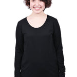 Women's Black Long Sleeve T-shirt Organic Fairtrade-Etiko-stride