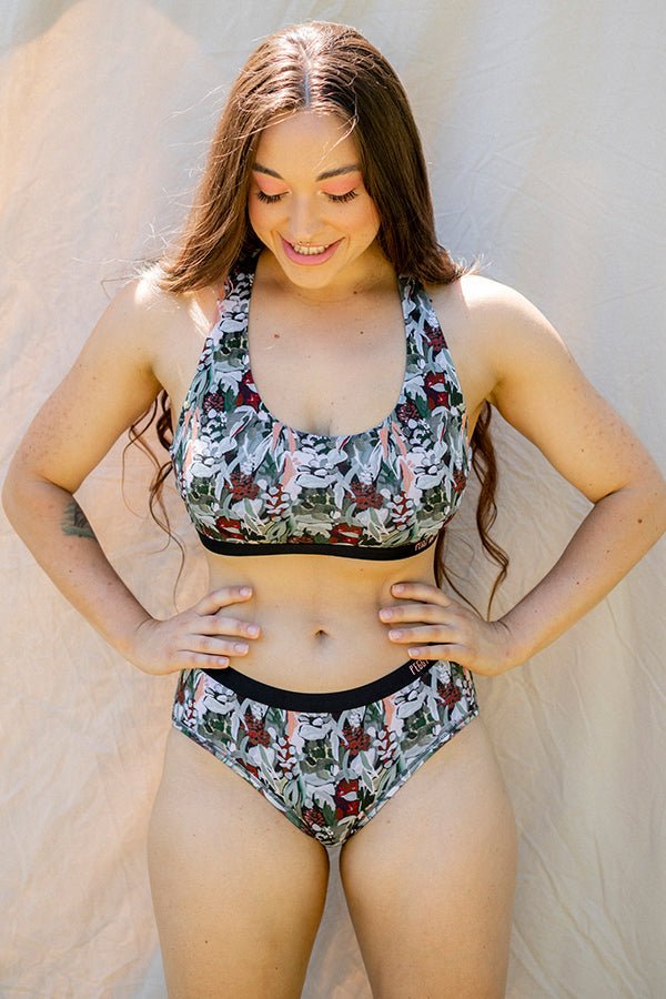 Women's Crop Top Bra - Spotted Gum-Peggy & Finn-stride