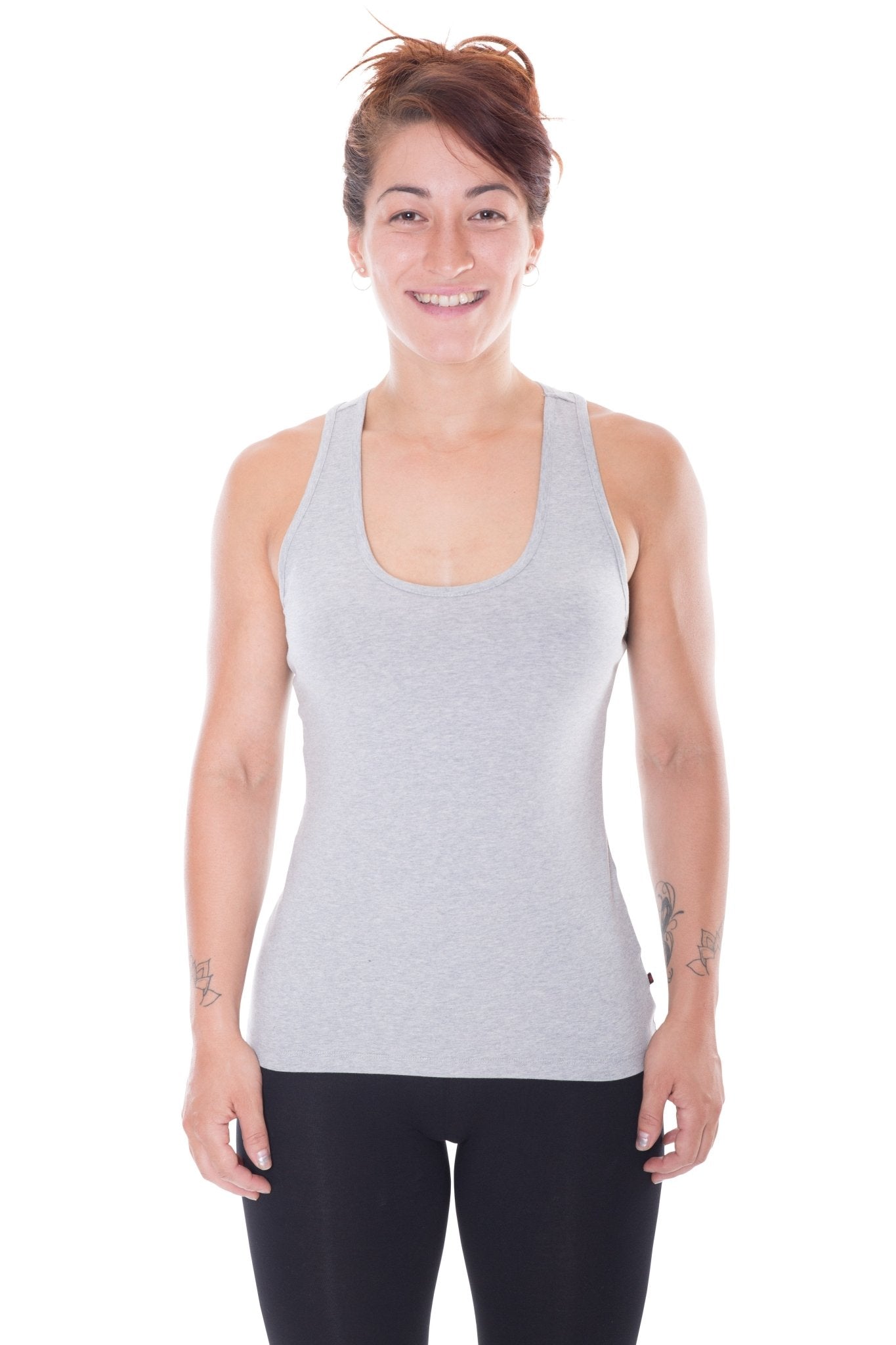 Women's Grey Racerback Singlet Organic Fairtrade-Etiko-stride