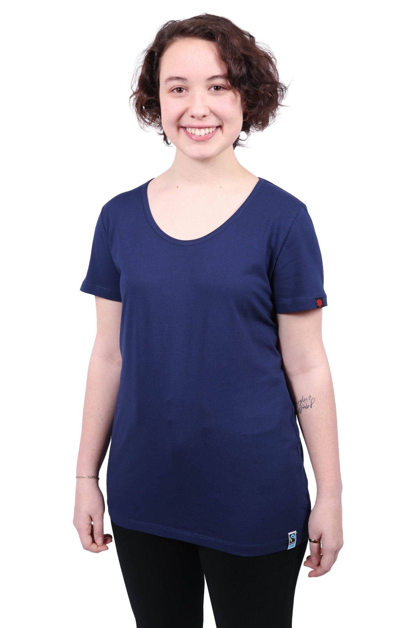 Womens Navy Organic Fairtrade Tee-Etiko-stride