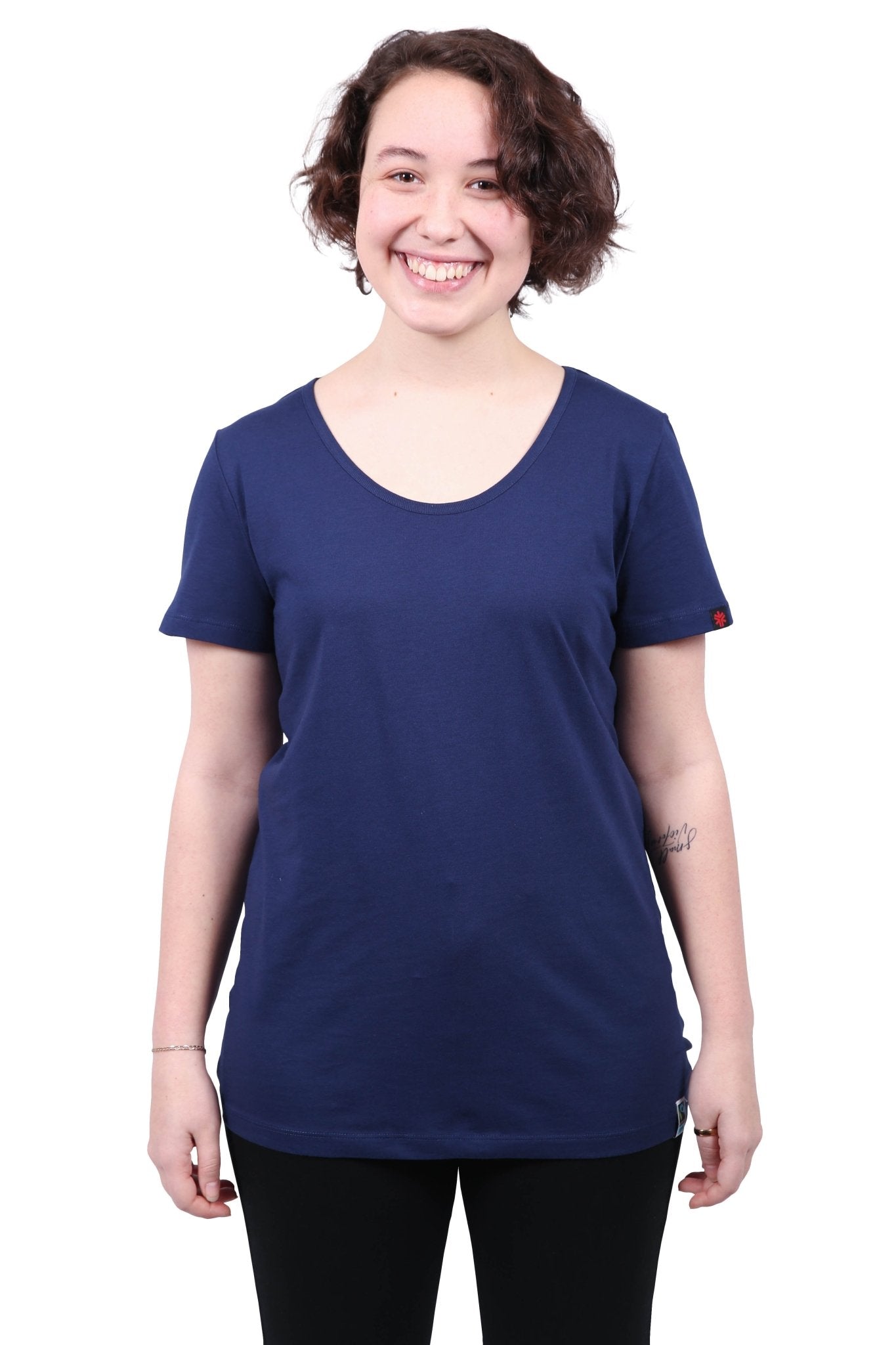 Womens Navy Organic Fairtrade Tee-Etiko-stride