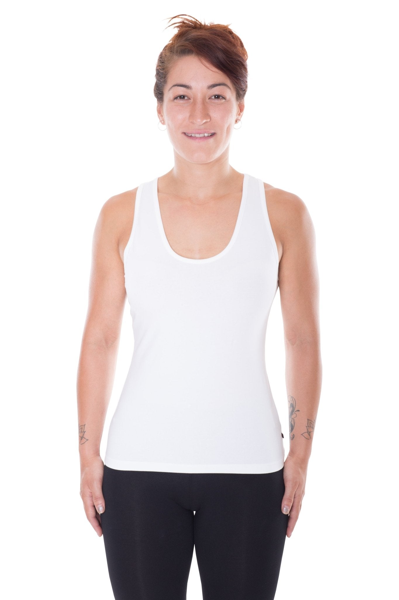 Women's White Racerback Singlet Organic Fairtrade-Etiko-stride