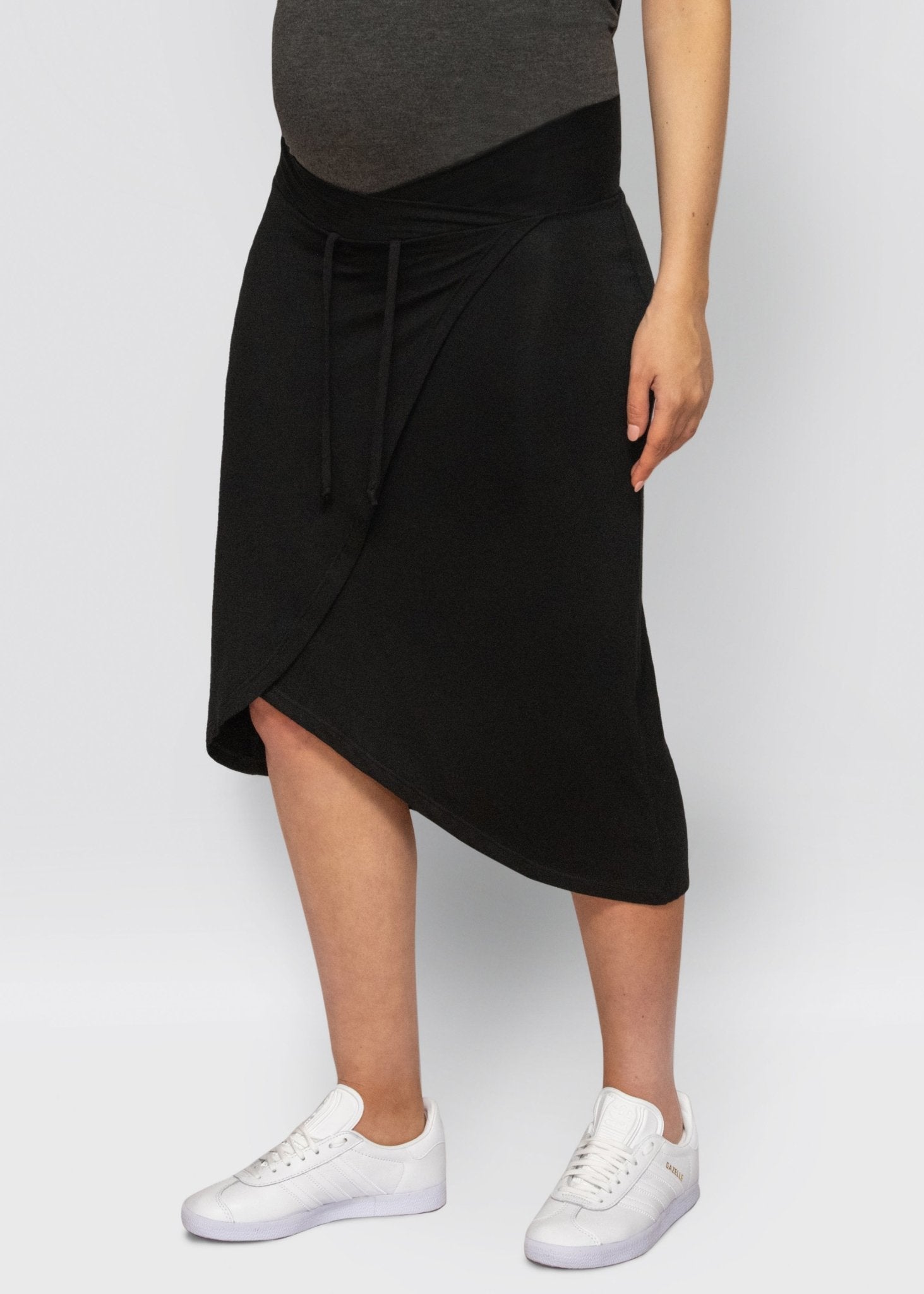 wrap skirt - black-Úton Matenity-stride