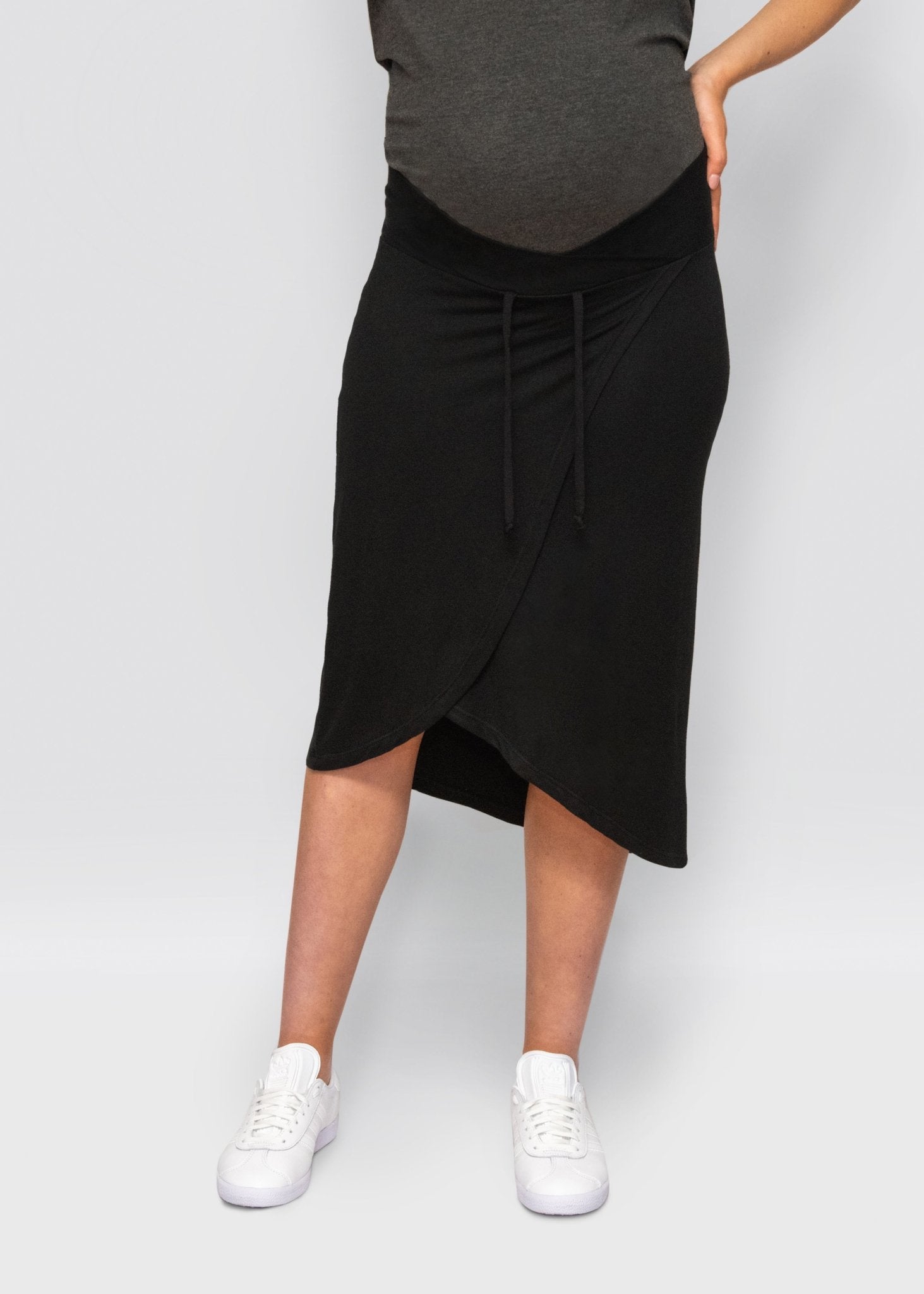 wrap skirt - black-Úton Matenity-stride