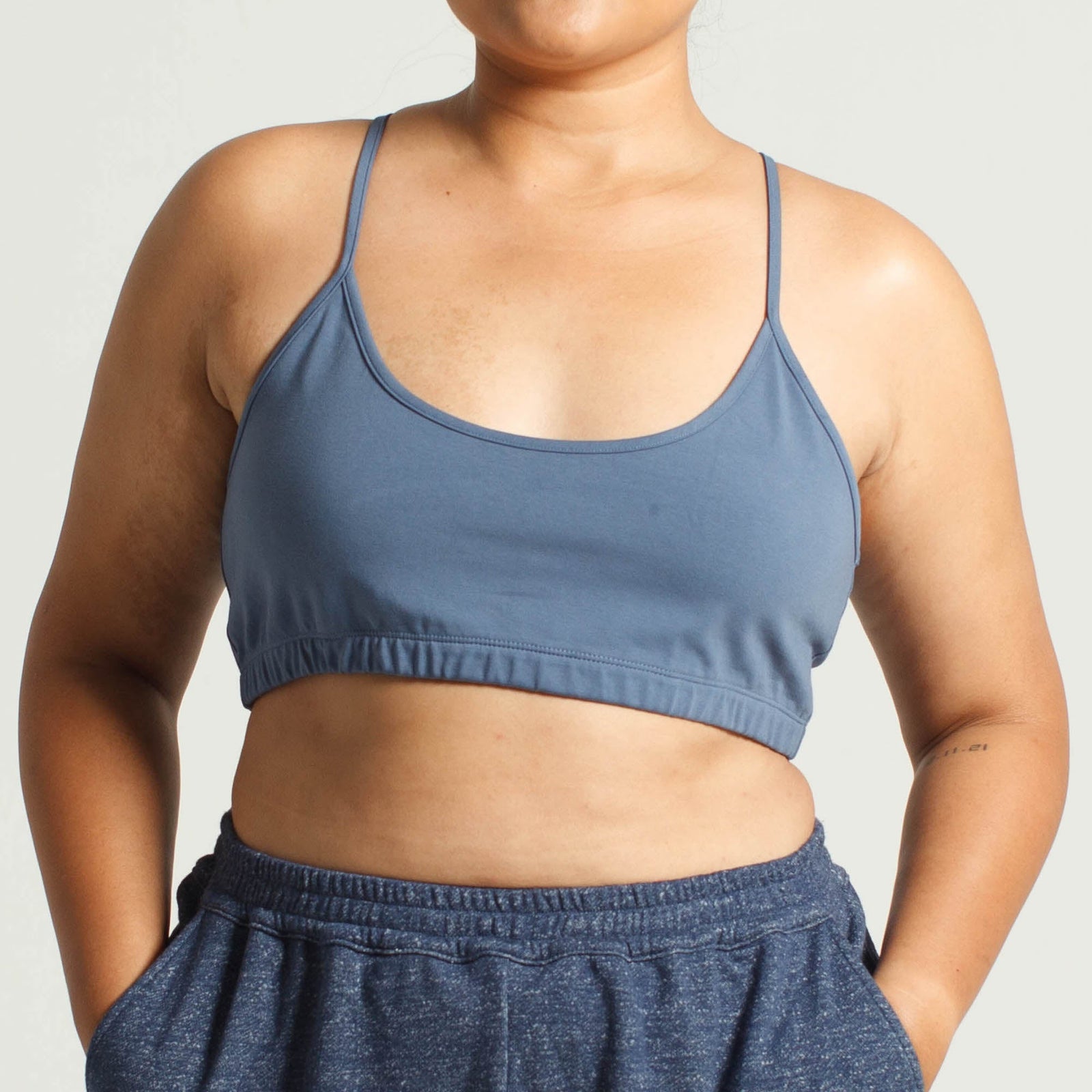 Yoga Crop Top | Dusky Blue-Dorsu-stride