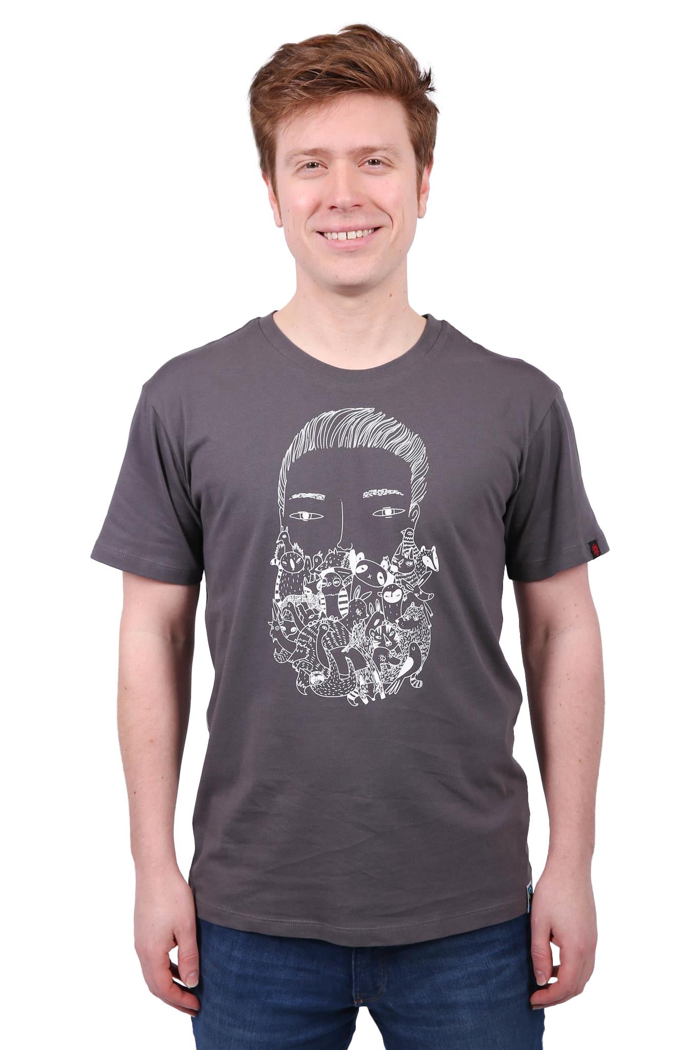 Zoo Beard Charcoal T-shirt Unisex Organic Fairtrade-Etiko-stride